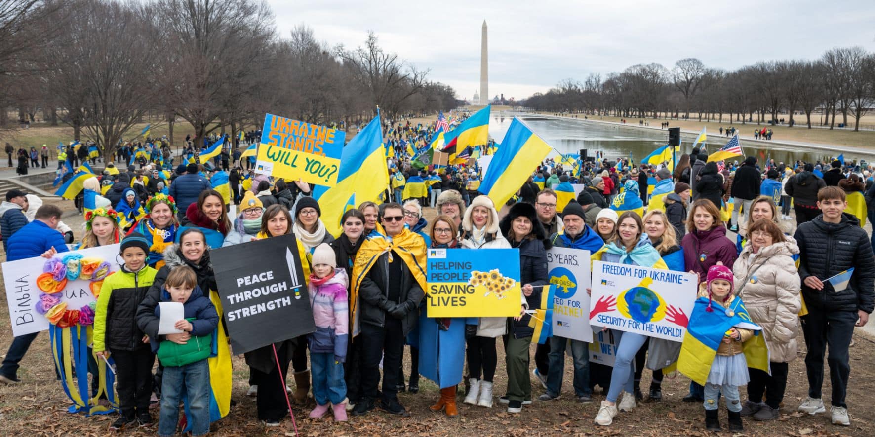 Ukrainians with families after attending Washington Rally Stand for Ukraine