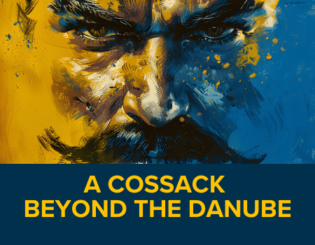 Cossack Beyond Danube Opera in Washington with yellow and blue pallet and a face of the cossack on the background